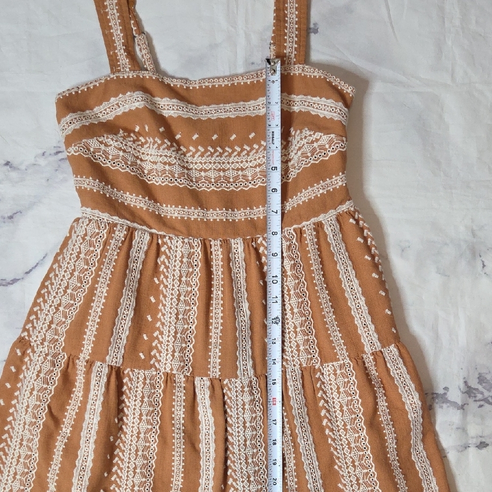 Greylin Tan/White Embroidered Midi Dress - Picture 4 of 10